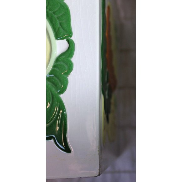 Vtg 1967 Hand Painted Ceramic Canister 6 pc Set Scalloped Edge Bird Fruit Flower - Picture 14 of 15